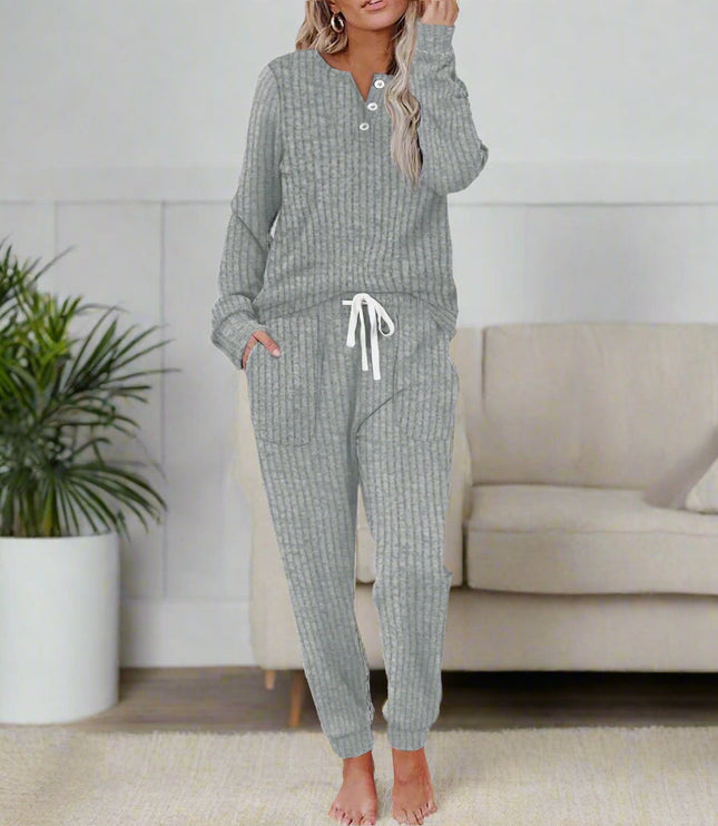 Women's Cozy Two Piece Lounge Top and Pants Set