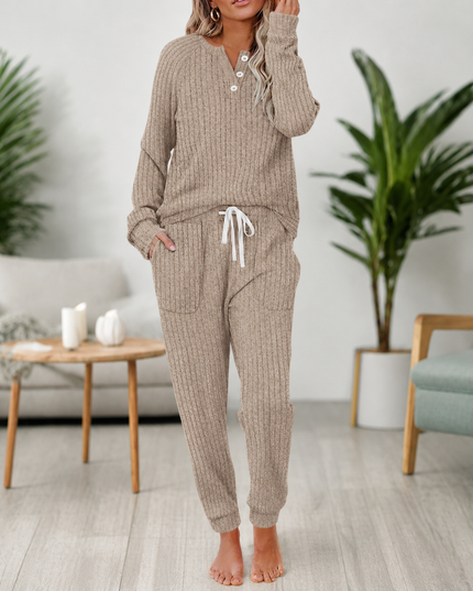 Women's Cozy Two Piece Lounge Top and Pants Set