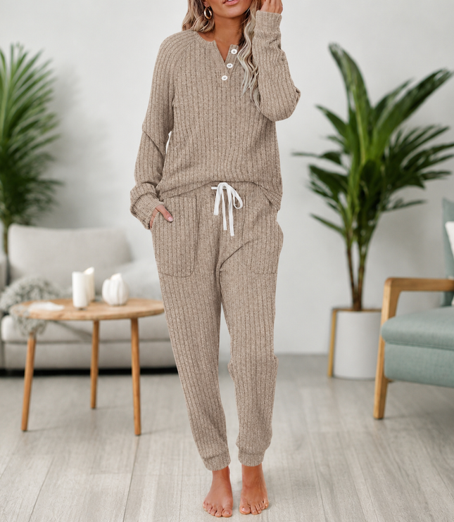 Women's Cozy Two Piece Lounge Top and Pants Set