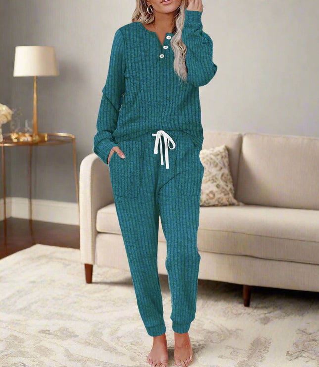 Women's Cozy Two Piece Lounge Top and Pants Set