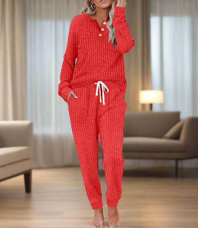 Women's Cozy Two Piece Lounge Top and Pants Set