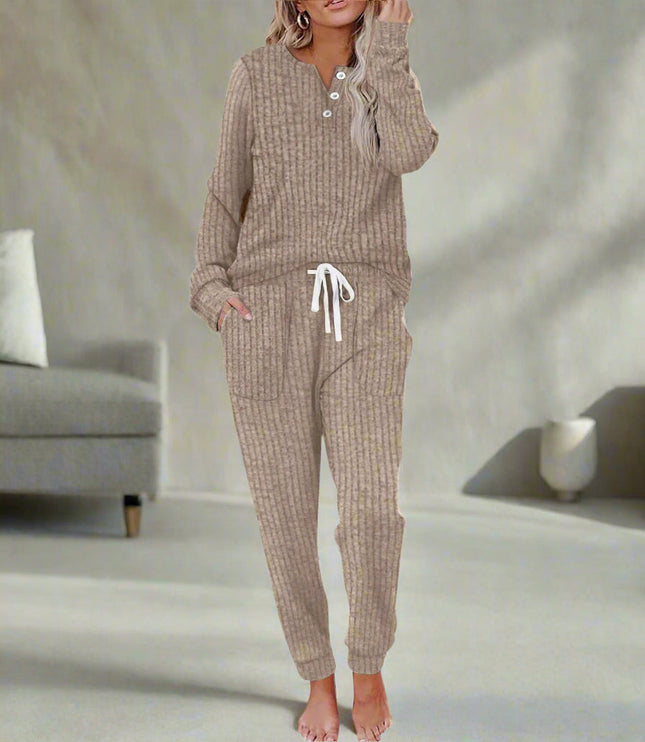 Women's Cozy Two Piece Lounge Top and Pants Set