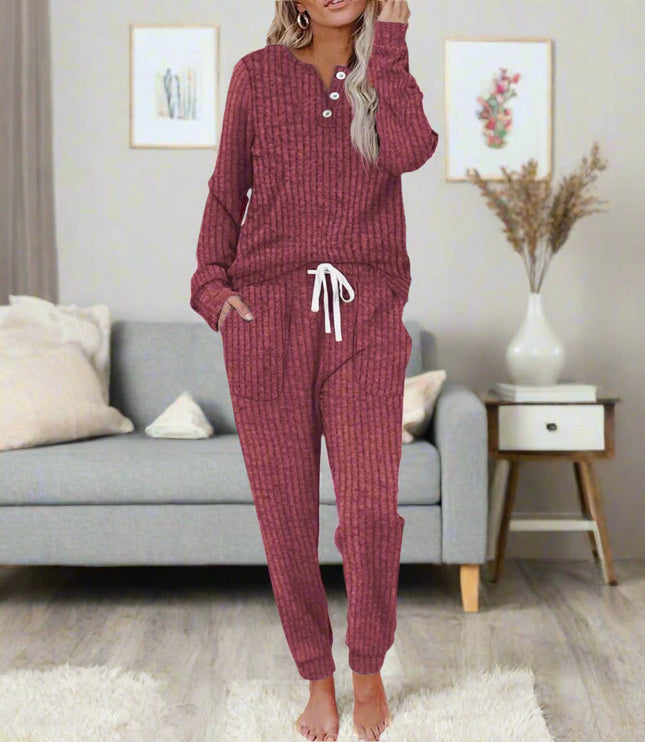Women's Cozy Two Piece Lounge Top and Pants Set
