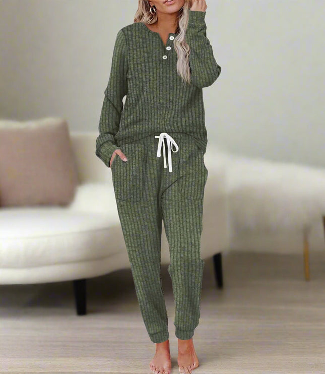 Women's Cozy Two Piece Lounge Top and Pants Set