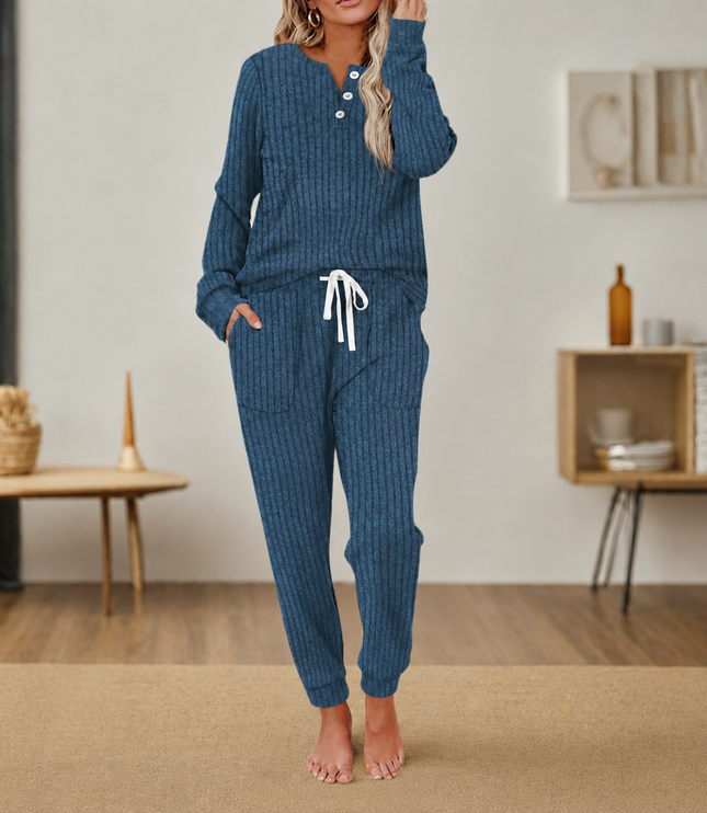 Women's Cozy Two Piece Lounge Top and Pants Set