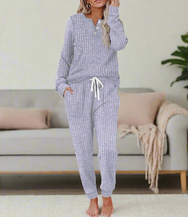 Women's Cozy Two Piece Lounge Top and Pants Set