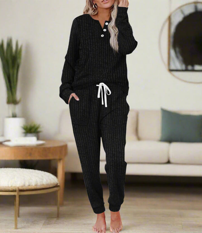 Women's Cozy Two Piece Lounge Top and Pants Set