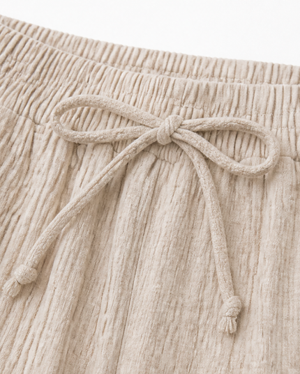 Women's Crinkle Drawstring Knee Length Bermuda Shorts