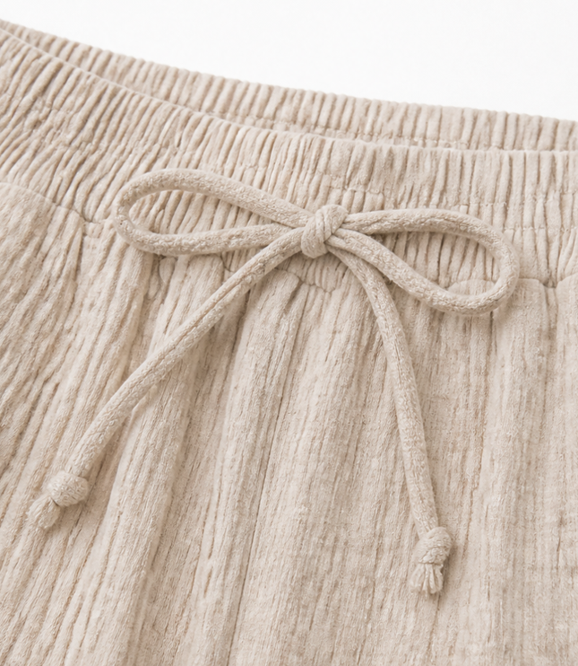Women's Crinkle Drawstring Knee Length Bermuda Shorts