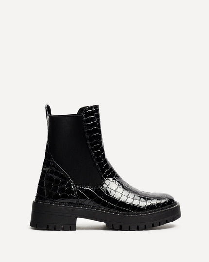 Women's Croc-Embossed Chelsea Boots with a Lug Sole