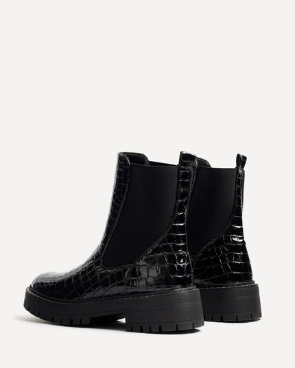 Women's Croc-Embossed Chelsea Boots with a Lug Sole