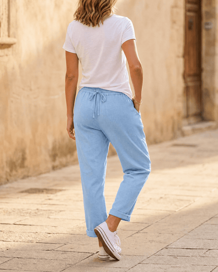 Women's Cropped Relaxed Fit Drawstring Summer Pants