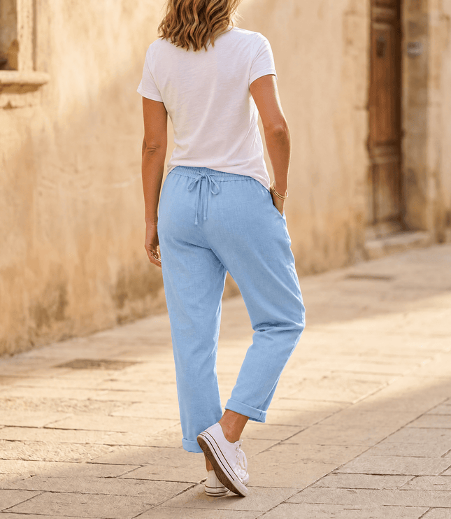 Women's Cropped Relaxed Fit Drawstring Summer Pants