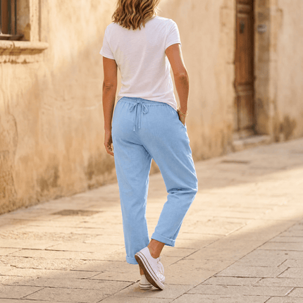 Women's Cropped Relaxed Fit Drawstring Summer Pants
