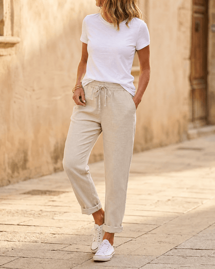 Women's Cropped Relaxed Fit Drawstring Summer Pants