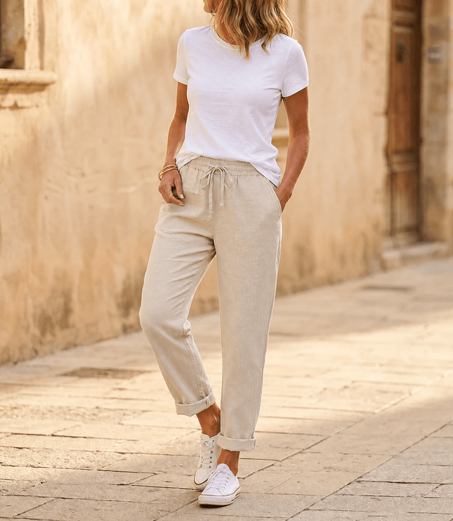 Women's Cropped Relaxed Fit Drawstring Summer Pants