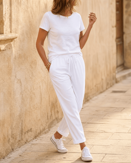 Women's Cropped Relaxed Fit Drawstring Summer Pants