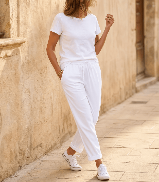 Women's Cropped Relaxed Fit Drawstring Summer Pants