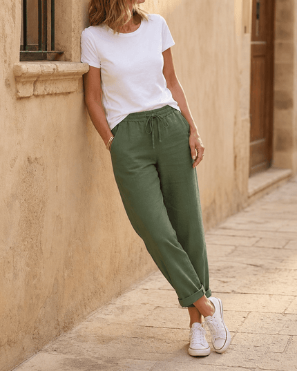 Women's Cropped Relaxed Fit Drawstring Summer Pants