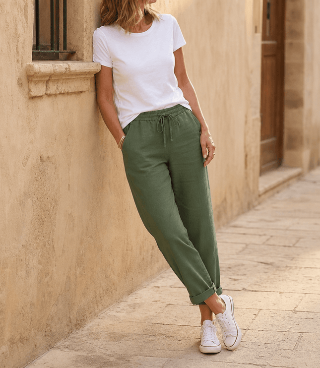 Women's Cropped Relaxed Fit Drawstring Summer Pants