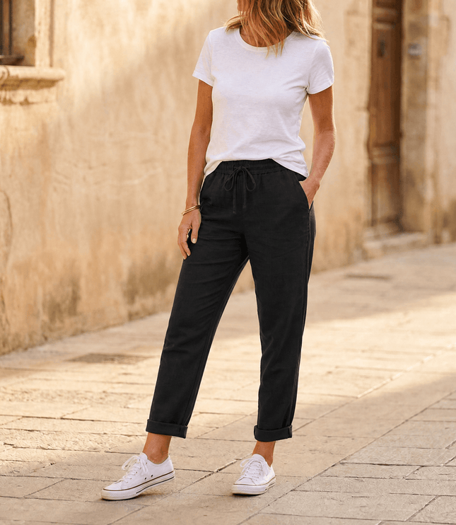 Women's Cropped Relaxed Fit Drawstring Summer Pants
