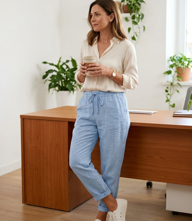 Women's Cropped Relaxed Fit Drawstring Summer Pants
