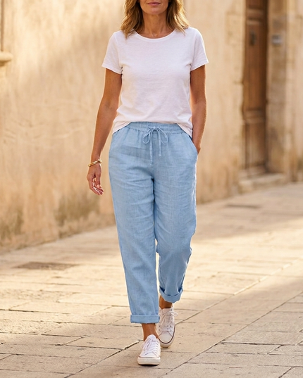 Women's Cropped Relaxed Fit Drawstring Summer Pants