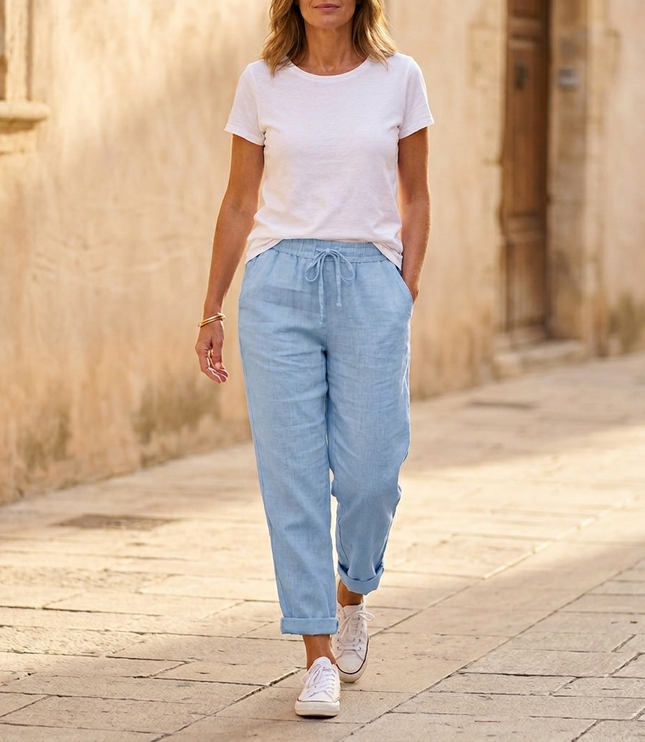 Women's Cropped Relaxed Fit Drawstring Summer Pants
