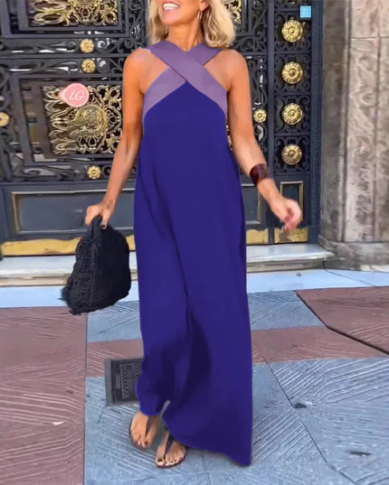 Women's Crossover Front Flowy Summer Maxi Dress