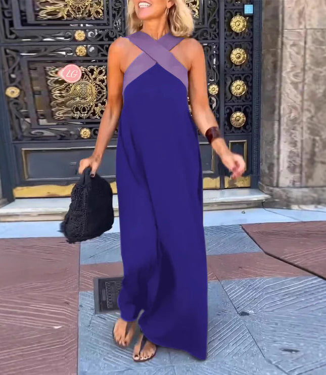 Women's Crossover Front Flowy Summer Maxi Dress