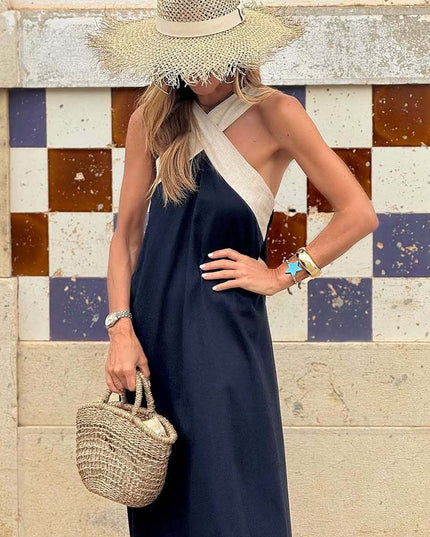 Women's Crossover Front Flowy Summer Maxi Dress