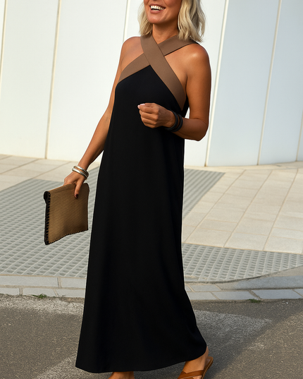 Women's Crossover Front Flowy Summer Maxi Dress