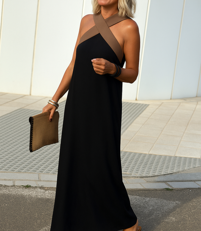 Women's Crossover Front Flowy Summer Maxi Dress
