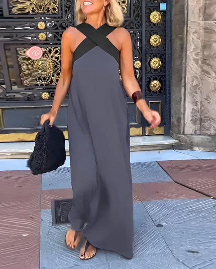 Women's Crossover Front Flowy Summer Maxi Dress