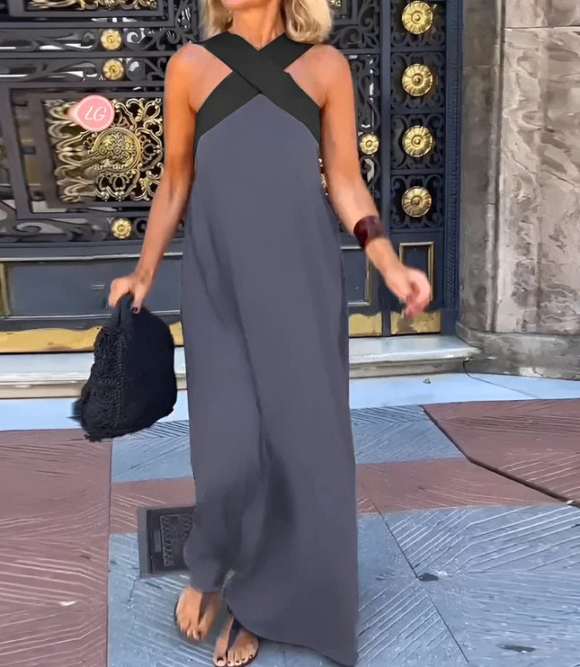 Women's Crossover Front Flowy Summer Maxi Dress