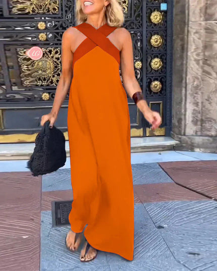 Women's Crossover Front Flowy Summer Maxi Dress