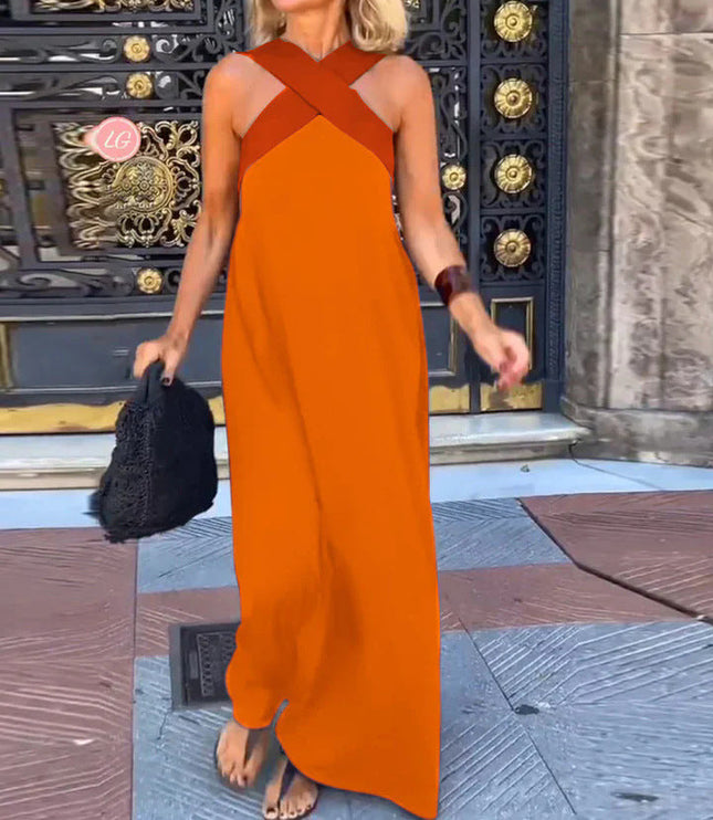 Women's Crossover Front Flowy Summer Maxi Dress