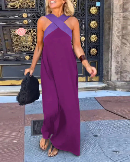 Women's Crossover Front Flowy Summer Maxi Dress