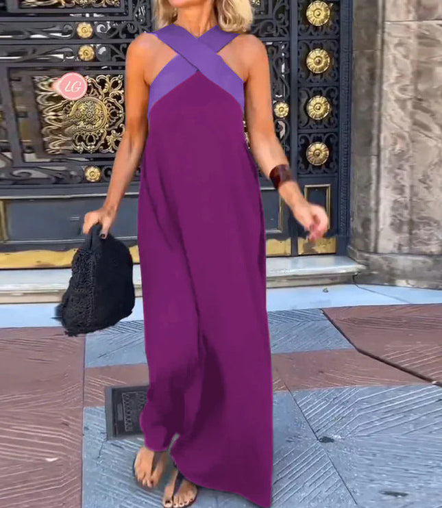 Women's Crossover Front Flowy Summer Maxi Dress
