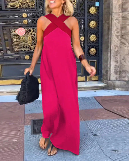 Women's Crossover Front Flowy Summer Maxi Dress