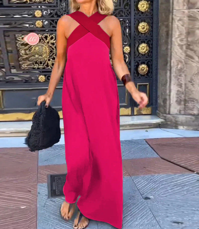 Women's Crossover Front Flowy Summer Maxi Dress
