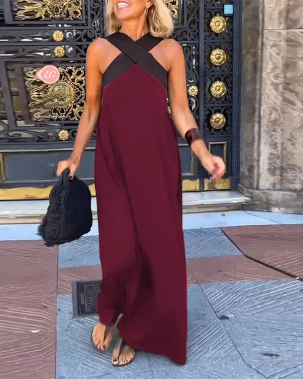 Women's Crossover Front Flowy Summer Maxi Dress