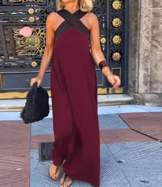 Women's Crossover Front Flowy Summer Maxi Dress