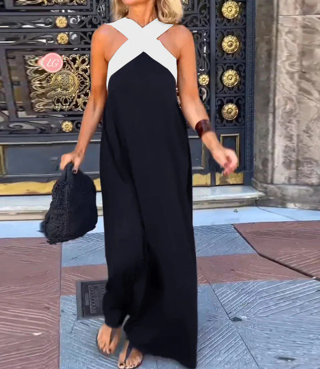 Women's Crossover Front Flowy Summer Maxi Dress