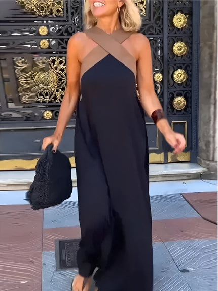 Women's Crossover Front Flowy Summer Maxi Dress
