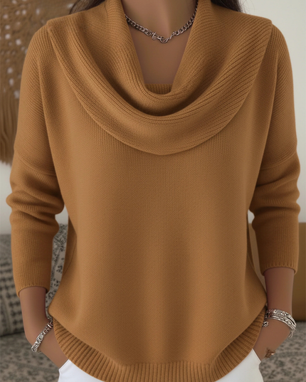Women's Curved-Hem Sweater with a Cowl Neckline