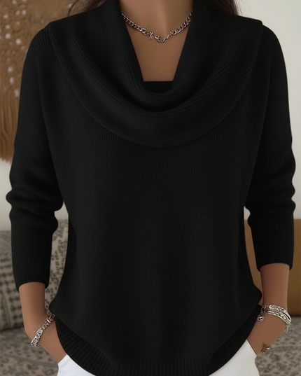 Women's Curved-Hem Sweater with a Cowl Neckline
