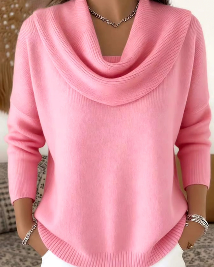 Women's Curved-Hem Sweater with a Cowl Neckline