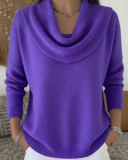 Women's Curved-Hem Sweater with a Cowl Neckline