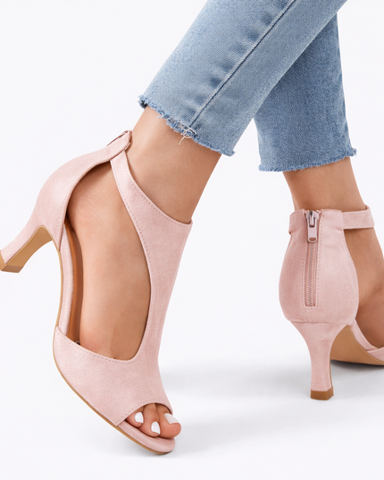 Women's Cut-Out Heeled Sandals with a Peep Toe Front